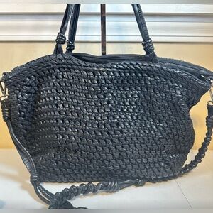 Beautiful Woven Leather Black Handbag
